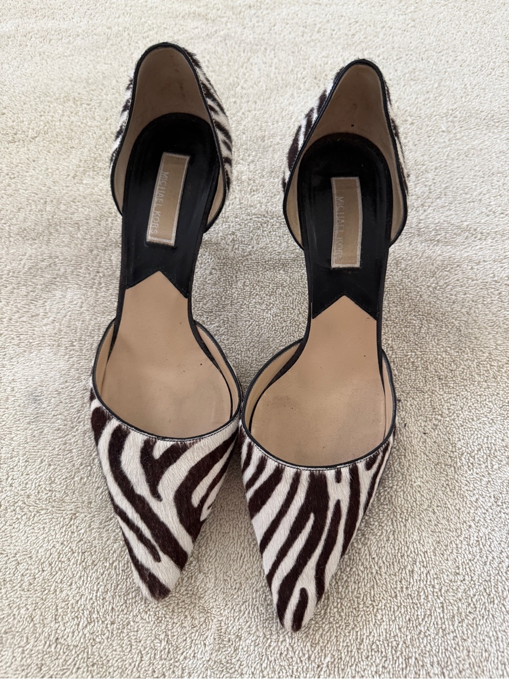 Zebra Print Pointed Toe D'Orsay Pumps - Black & White
